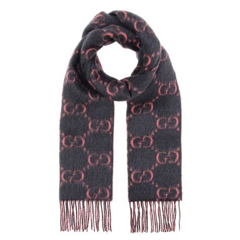 gucci wool & alpaca fringed scarf|More.